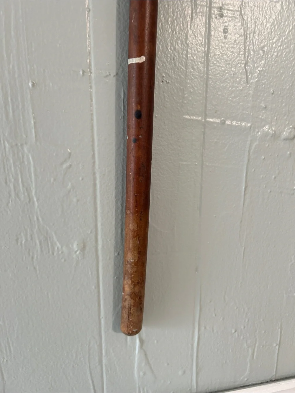 Black Metal Loop Wall Hook with Brown Wood Handle